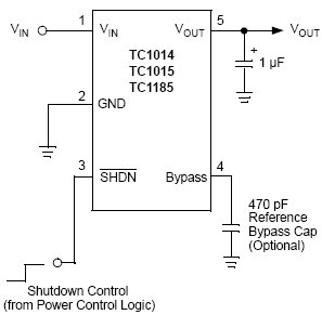TC1014-3.6, КМОП стабилизатор напряжения с током нагрузки 50мА